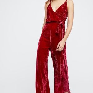 Free People Velvet Red Jumpsuit